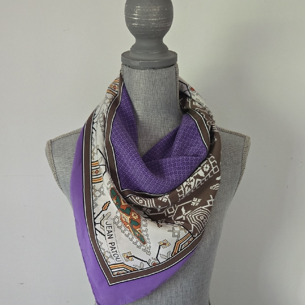 VINTAGE JEAN PATOU Southwestern Print Silk Wrap Scarf